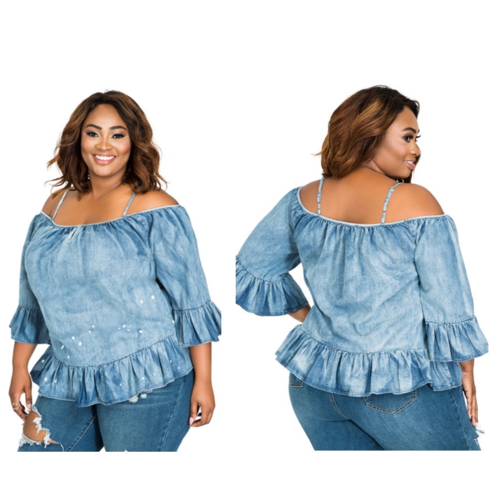 NEW ASHLEY STEWART DENIM TOP